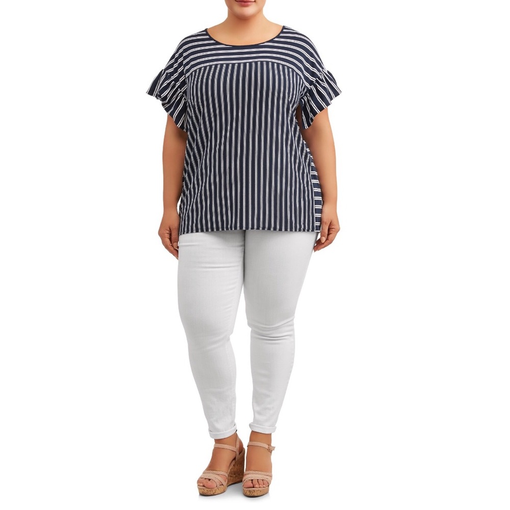 Ruffle Sleeve Blouse, Striped